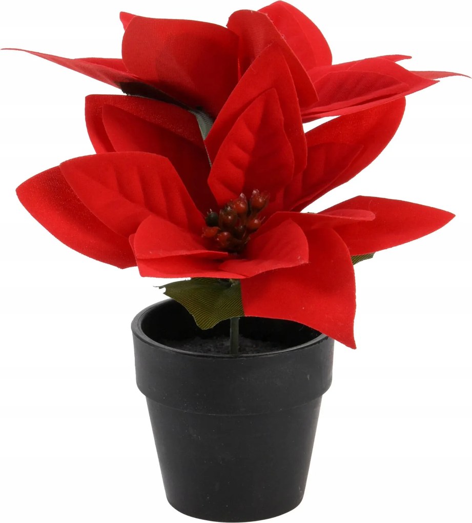 Betlehemi Csillag Művirág Cserépben Piros Karácsonyra 18 cm magas