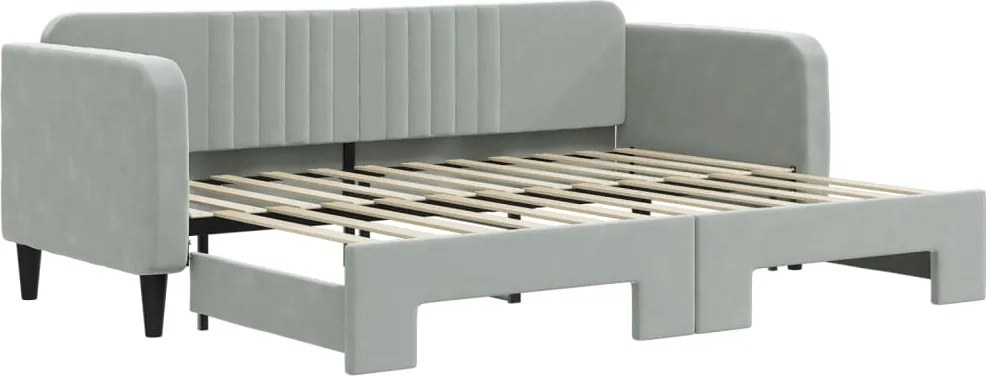 vidaXL világosszürke kihúzható bársony heverő 80 x 200 cm