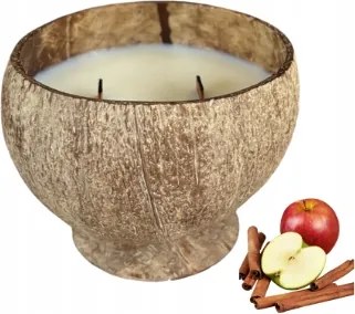 Kókusz illatgyertya KMS10R Alma és Fahéj Kézzel készített Fa Kanóc