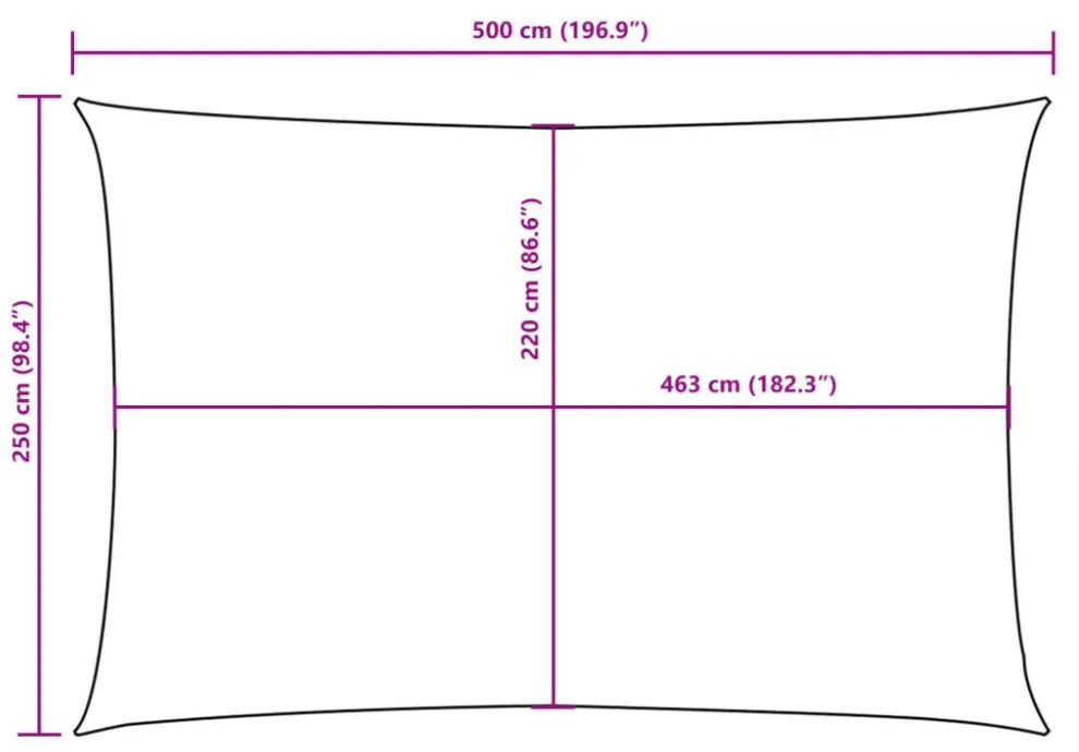 bézs téglalap alakú oxford-szövet napvitorla 2,5 x 5 m