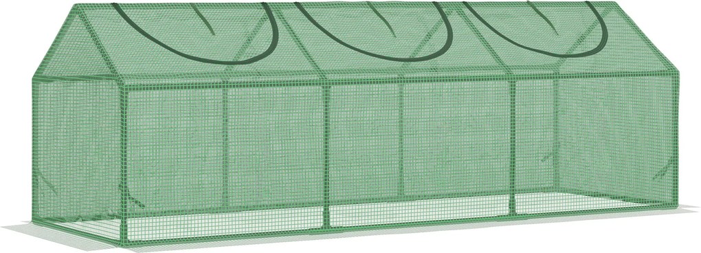Outsunny Ablakkal Rendelkező Üvegház PE Üvegház Paradicsomház Hidegkeret 180 x 60 x 60 cm Zöld | Aosom