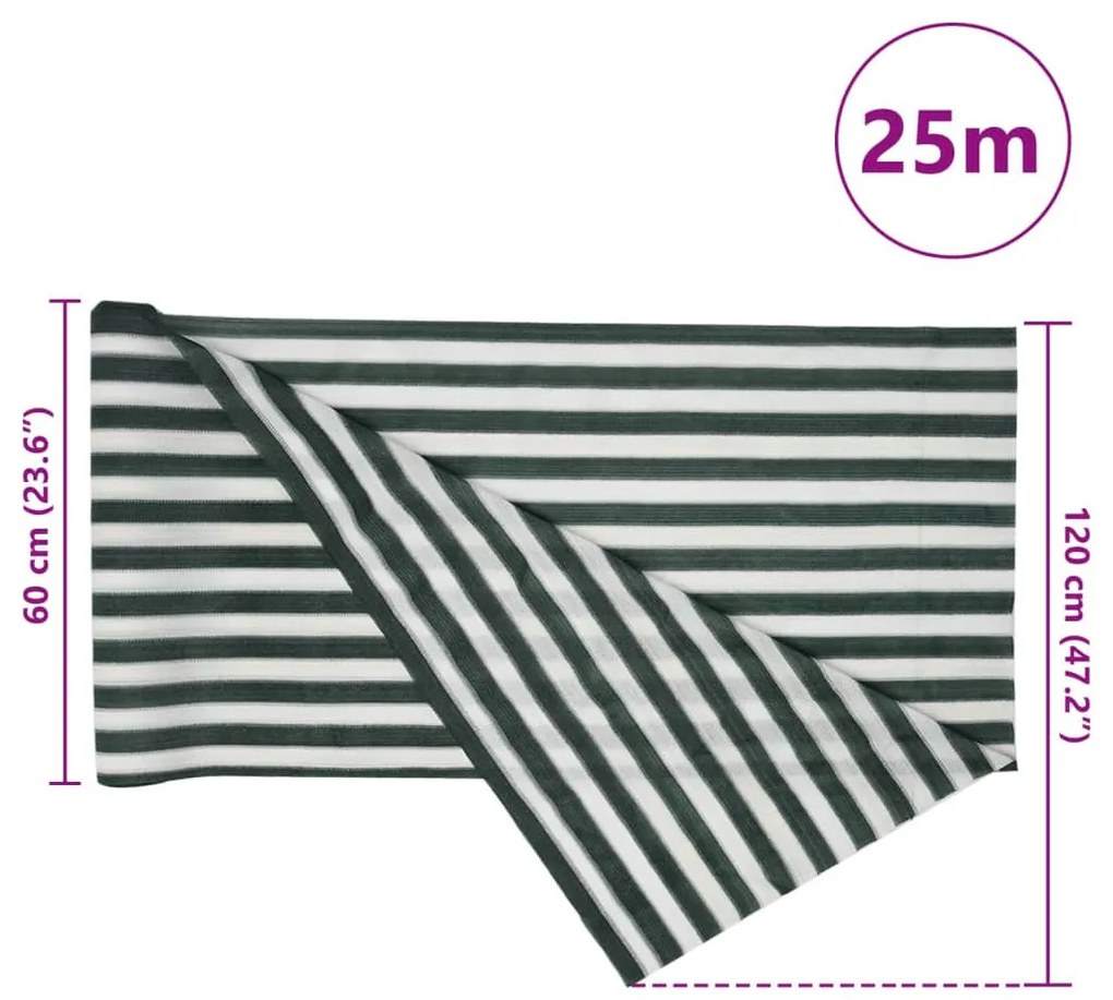 zöld és fehér HDPE belátásgátló háló 1,2 x 25 m 75 g/m²