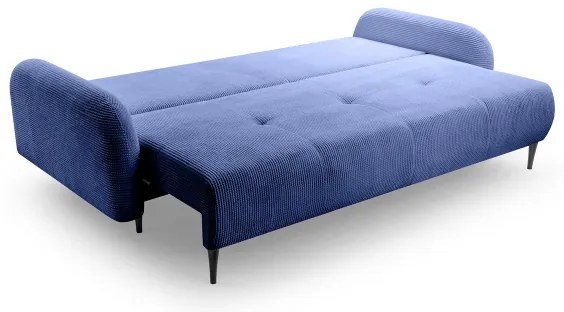 Ággyá alakítható, kárpitozott, háromszemélyes CLOUDY kanapé – kék