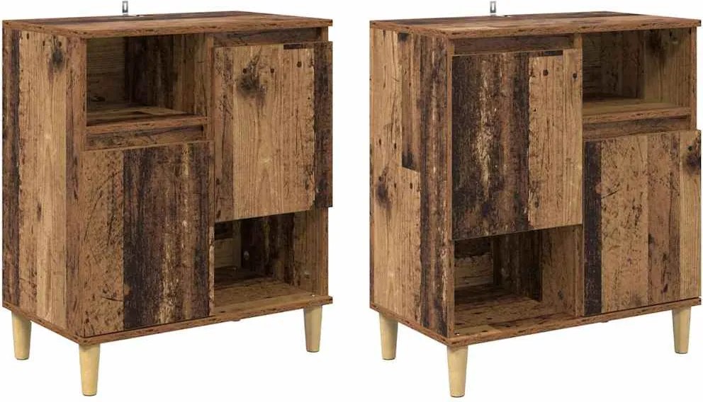 vidaXL Oldalszekrények 2 pcs Öreg fa 60 x 35 x 70 cm Faanyag
