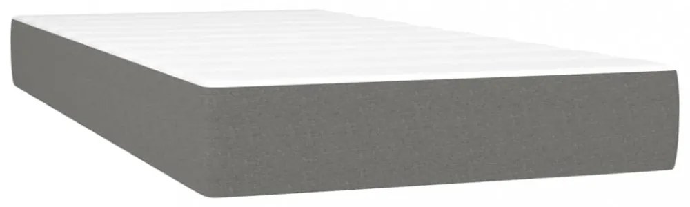 sötétszürke szövet rugós és LED-es ágy matraccal 200x200 cm