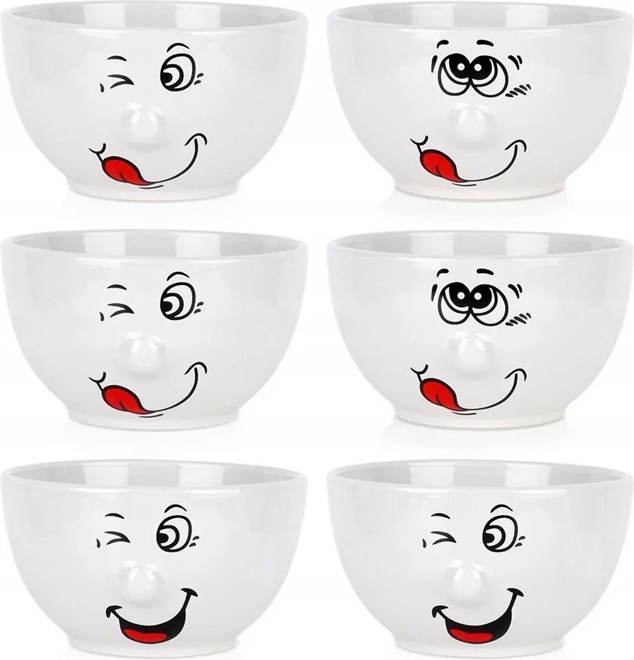 Kerámia tálak 13,5 cm 550 ml 6 db-os szett Smiley Siaki Collection