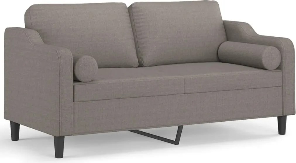 vidaXL 2 személyes tópszínű szövet kanapé díszpárnákkal 140 cm