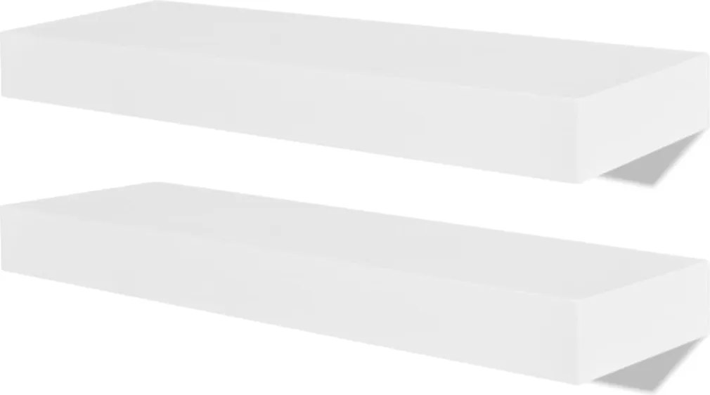 vidaXL 2 db fehér MDF lebegő fali könyvpolc/DVD tároló