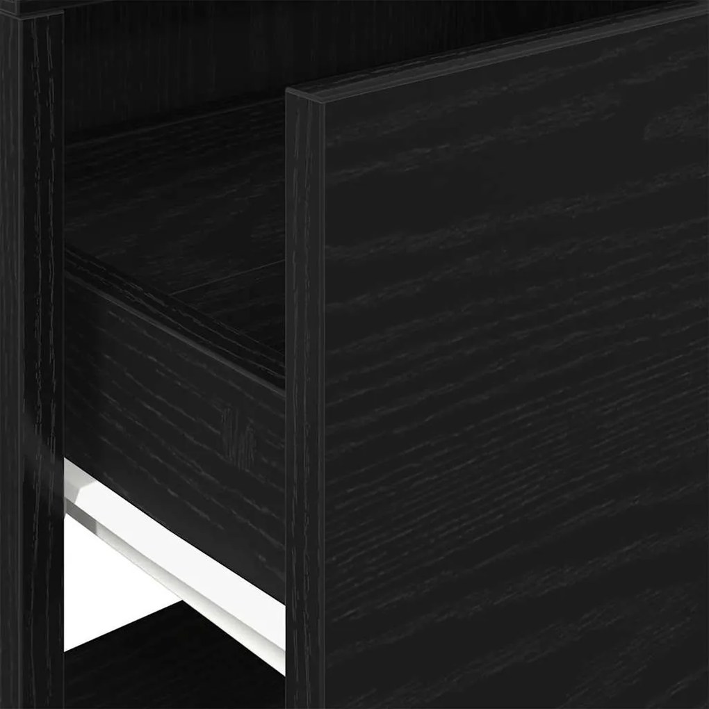 éjjeliszekrények fiókos 2 db fekete tölgy 51 x 31 x 47 cm