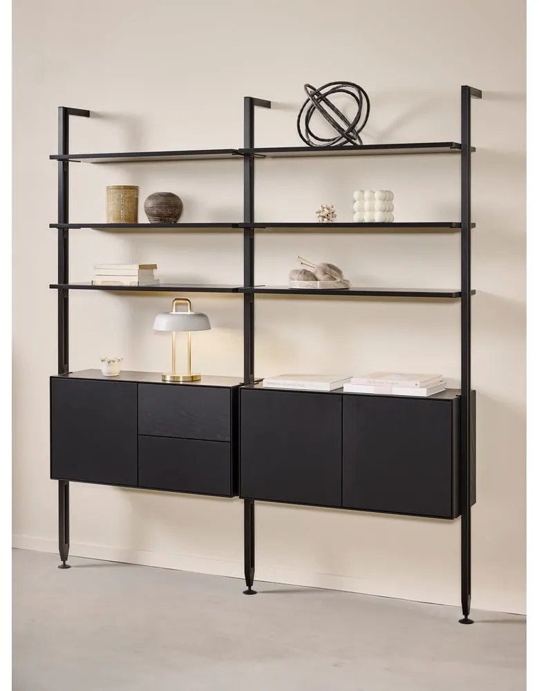 Fekete könyvespolc tölgyfa dekorral 98x210 cm Edge by Hammel – Hammel Furniture