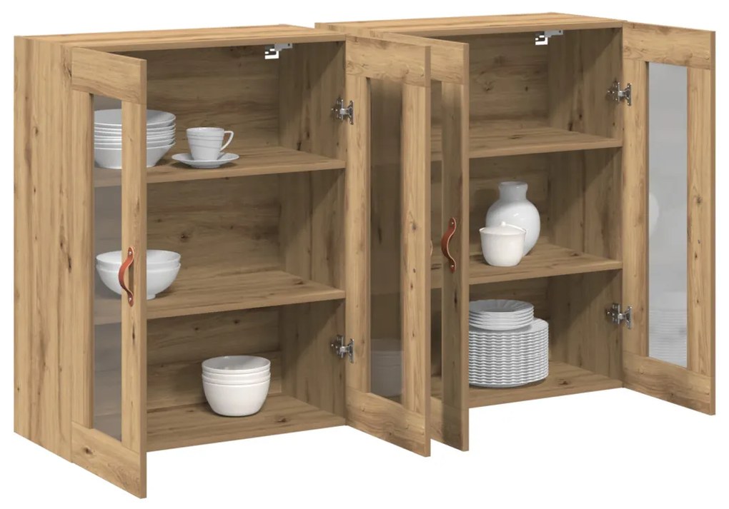 Fali Szekrények 2 db Művészi Tölgy 69,5x34x90 cm Mérnöki Fa