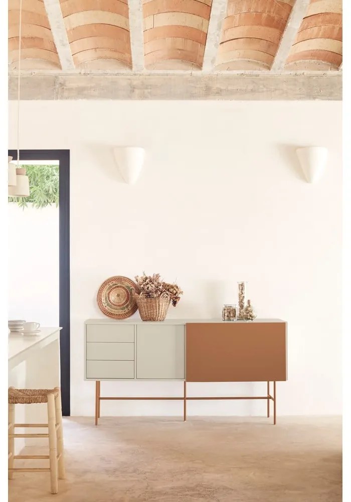 Téglavörös-bézs alacsony komód tolóajtóval 180x91 cm Nube – Teulat