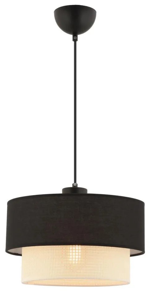 Zsinóros csillár ECHO 1xE27/60W/230V fekete/krémszínű