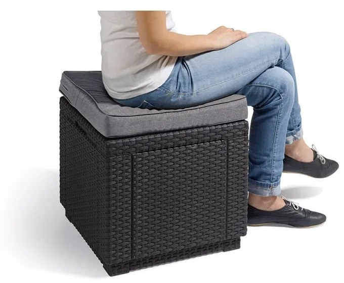 Sötétszürke kerti puff Cube – Keter