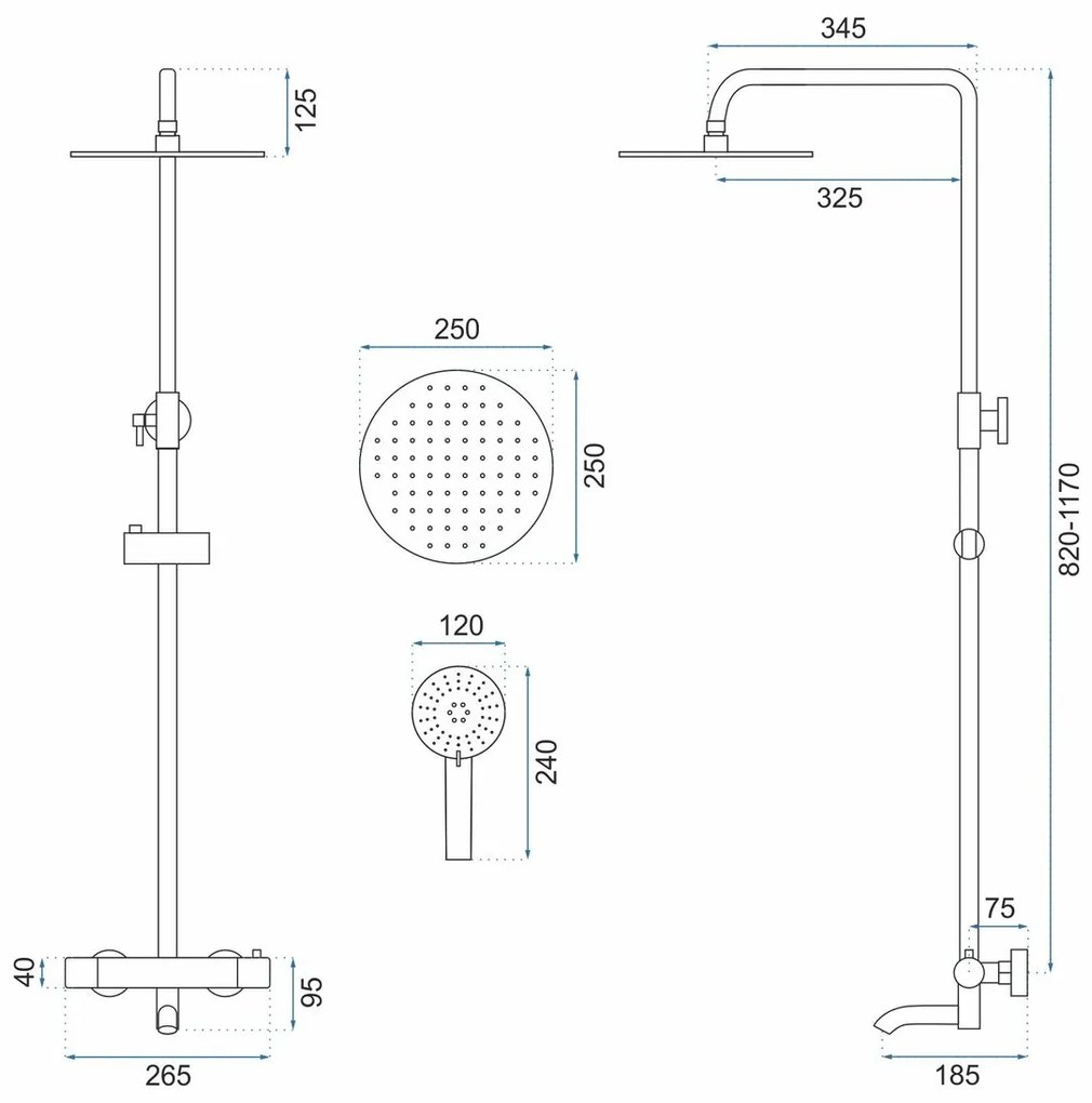 Termosztátos zuhanyszett Lungo chrome