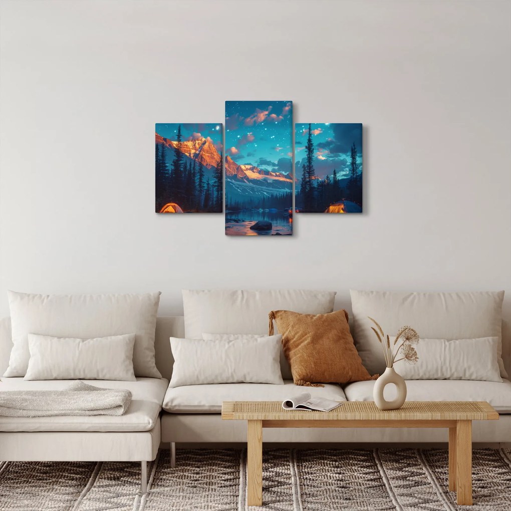 Kép - Kempingezés a hegyekben (90x60 cm)