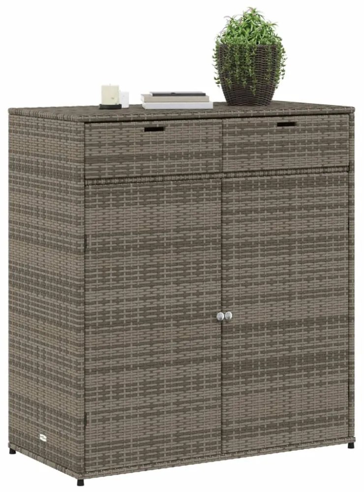 szürke polyrattan kerti tárolószekrény 105 x 55 x 113 cm