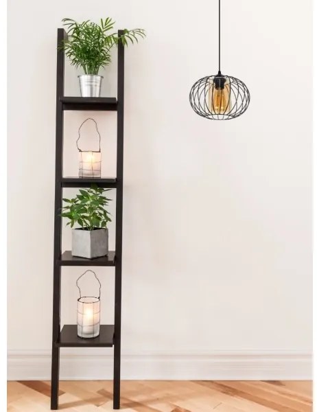 Csillár zsinóron CORRINI 1xE27/60W/230V átm. 25 cm fekete/bézs