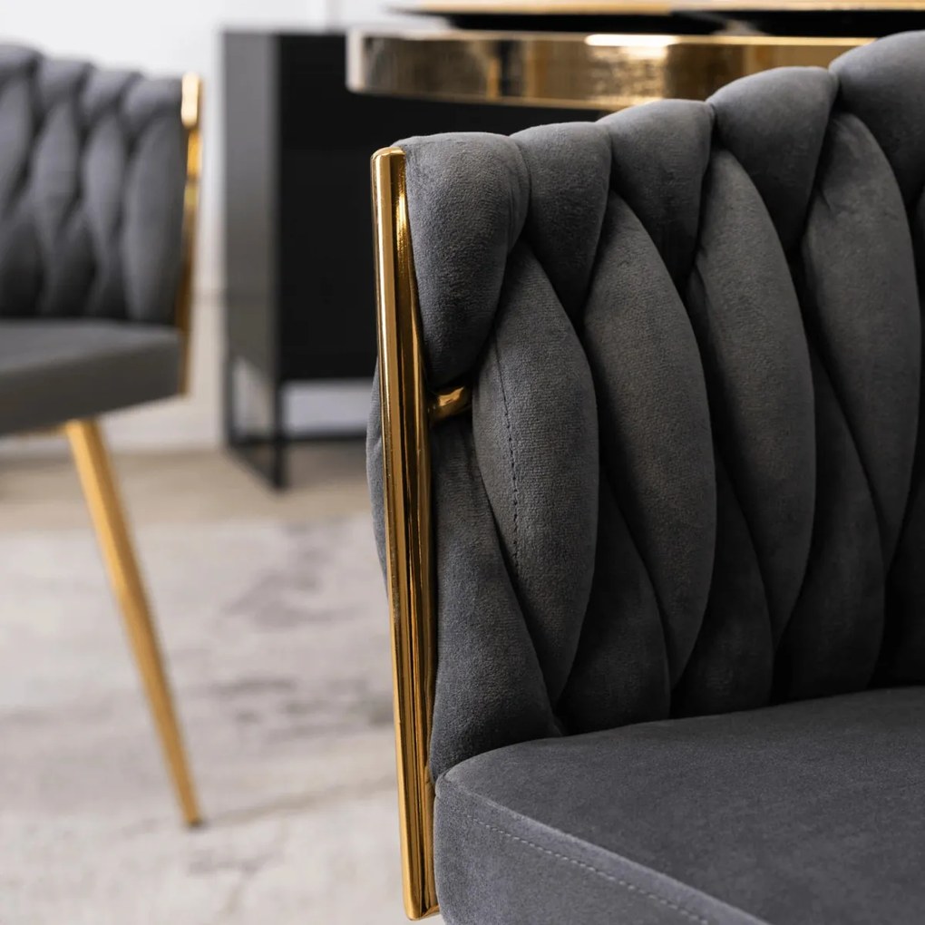 Fonott bársony szék szürke színben, CAPI