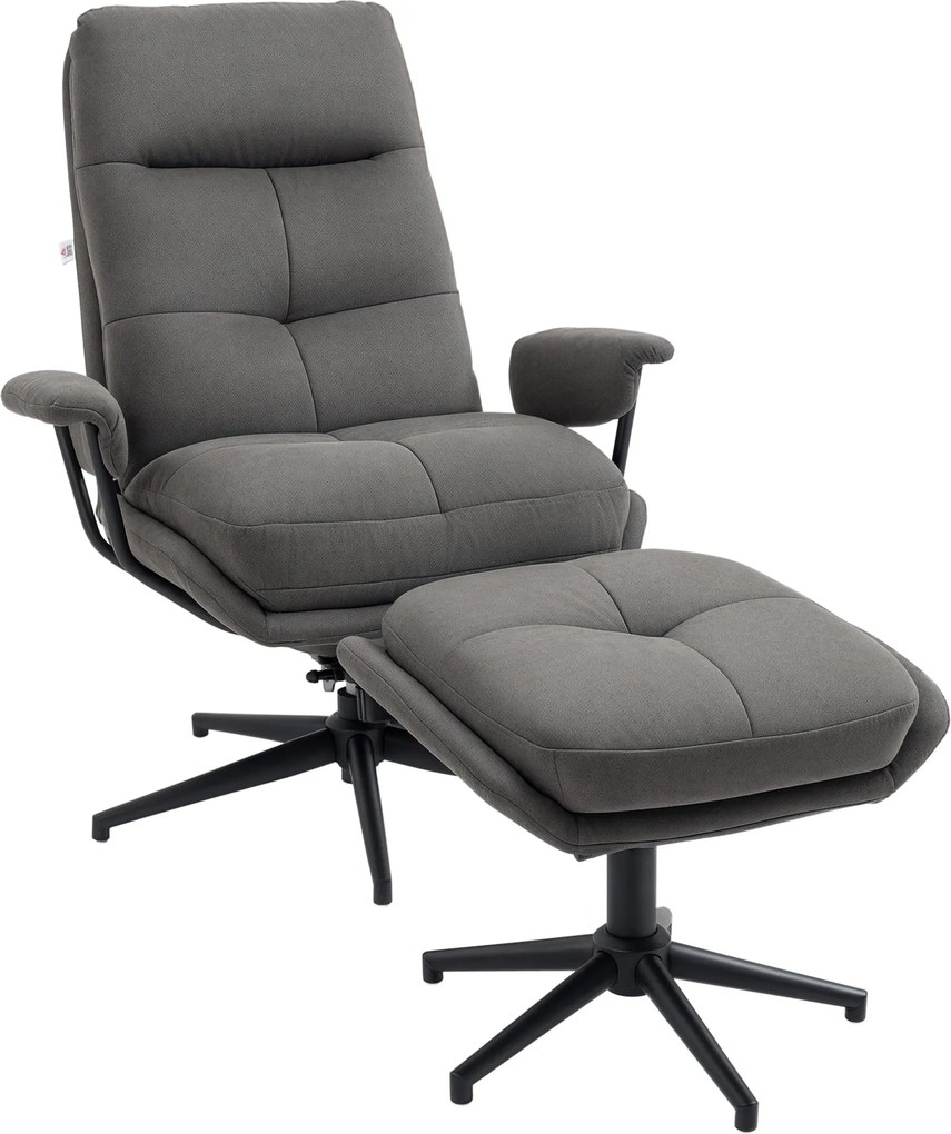 HOMCOM Fotel Lábpihentetővel, TV Fotel Forgó Alappal, TV Fotel Dőlésszabályozó Funkcióval, Nappaliba, Hálószobába, 150 kg Terhelhetőség, Poliészter, A