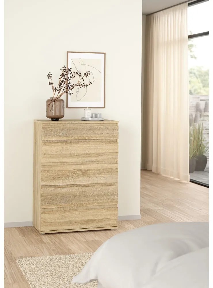 Natúr színű magas komód tölgyfa dekorral 77x107 cm Nova – Tvilum