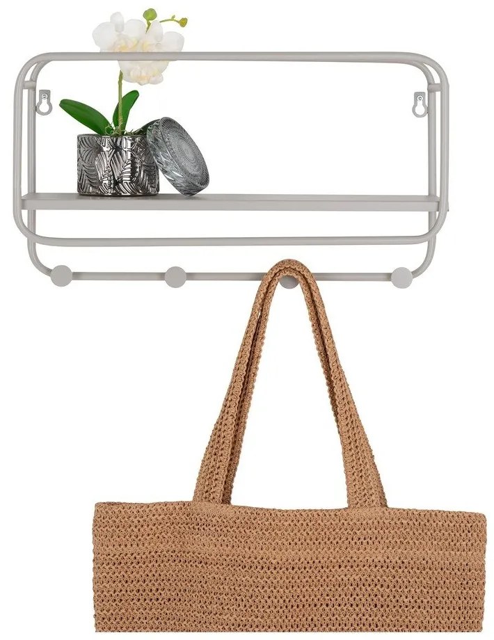 Világosszürke fém fali fogas polccal Feira – House Nordic