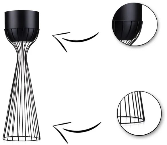 Fém virágcserép LOFT 56x20 cm fekete