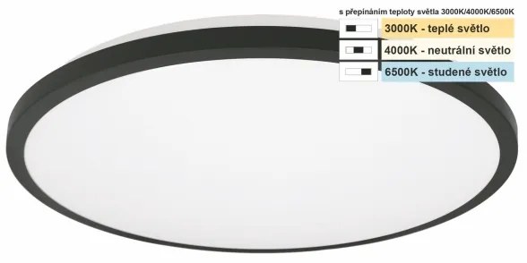 Top Light - LED Fürdőszobai mennyezeti lámpa ONYX LED/10W/230V IP44 átm. 29 cm fekete