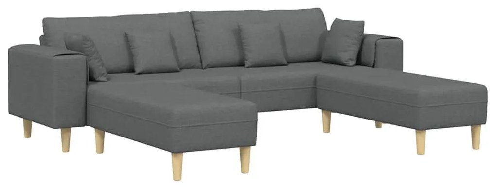 Szövet kanapé párnával 3 pcs Sötétszürke 208 cm szövet