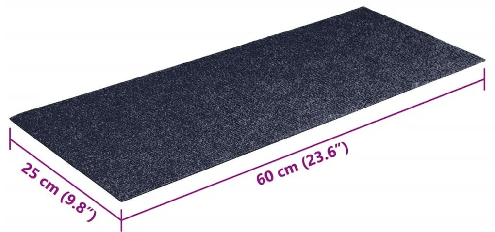 15 db öntapadós lépcsőszőnyeg, 60 x 25 cm, szürke-kék, téglalap alakú