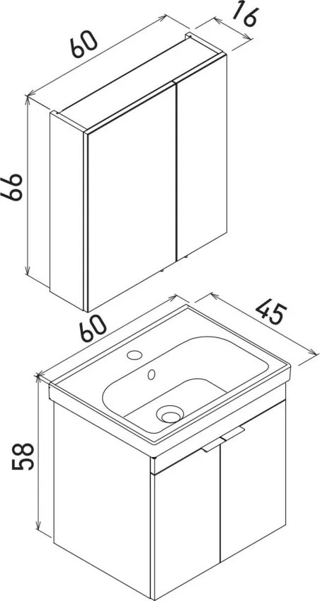Desna mosdószekrény, 60 cm – TR785PNC1557