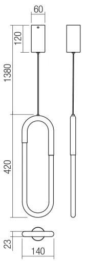 Redo 01-3183 - LED Csillár zsinóron LATIUM LED/9W/230V réz