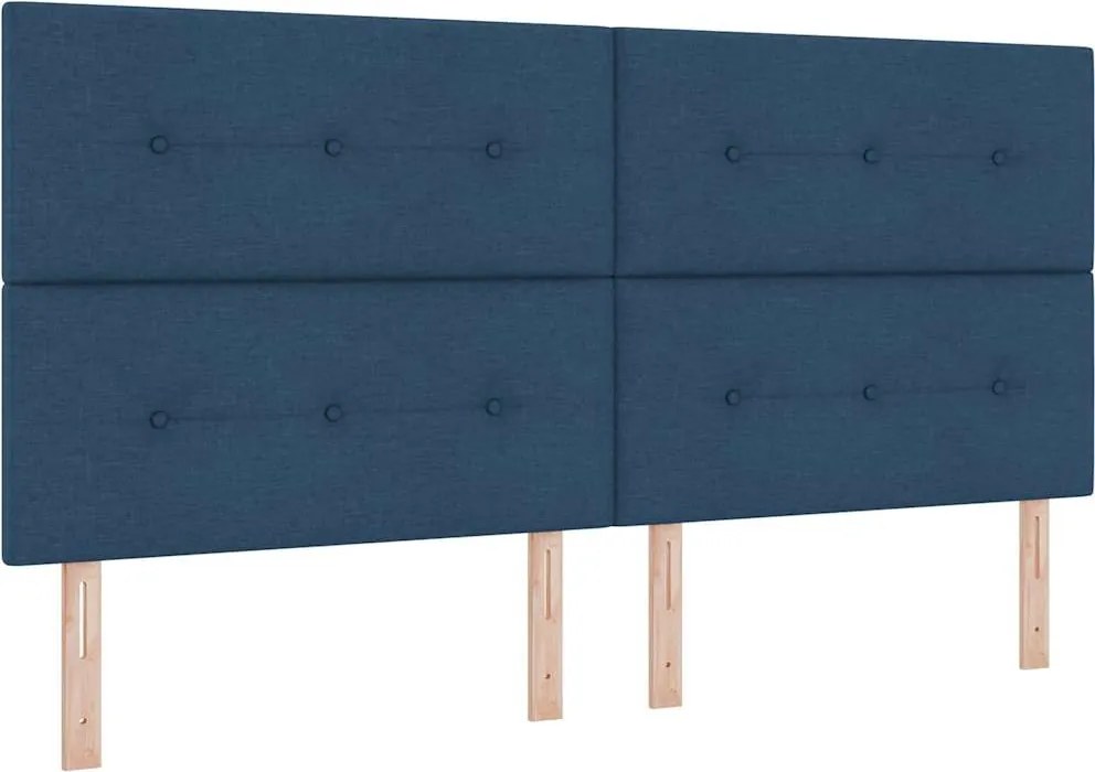 vidaXL LED Box Spring Ágy matracmal Kék 200 x 200 cm szövet