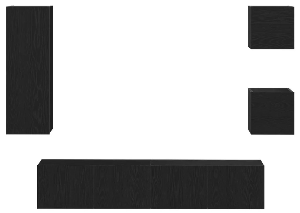 TV Szekrény Készlet 5 pcs Musta tammi 160 x 30 x 30.5 cm