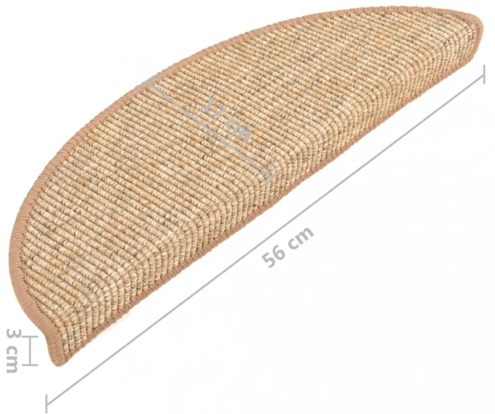 15 db világosbarna lépcsőszőnyeg 56x17x3 cm