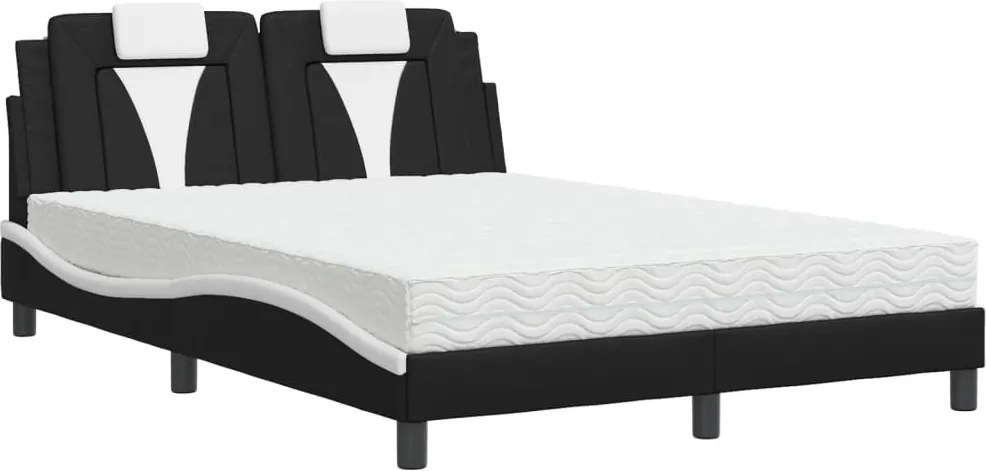 vidaXL fekete és fehér műbőr ágy Viana matraccal 140 x 200 cm