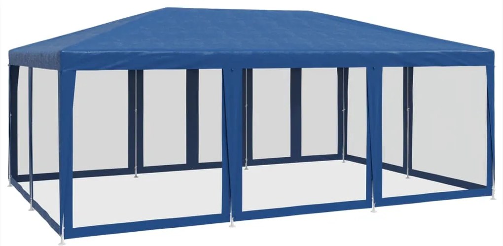 kék HDPE rendezvénysátor 10 hálós oldalfallal 6 x 4 m