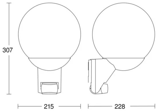 STEINEL 005535-Kültéri fali lámpa érzékelővel L585S 1xE27/60W fekete IP44