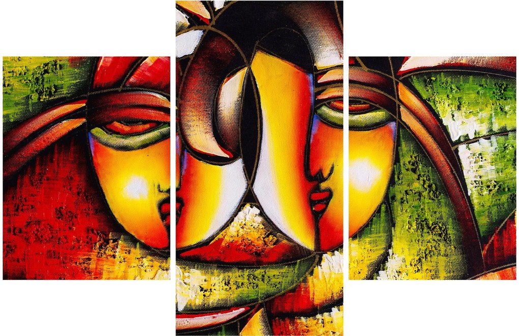 Kép - olajfestmény, absztrakt arcok (90x60 cm)