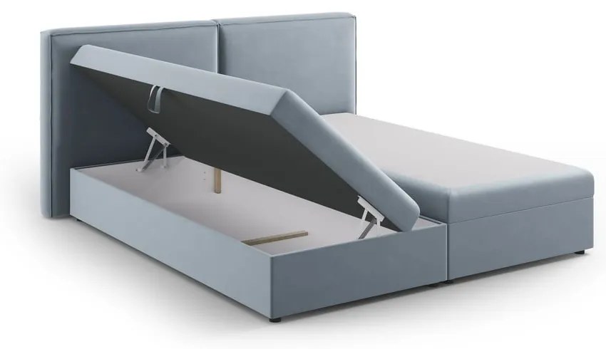 Világoskék ágyneműtartós boxspring ágy 180x200 cm Arendal – Cosmopolitan Design