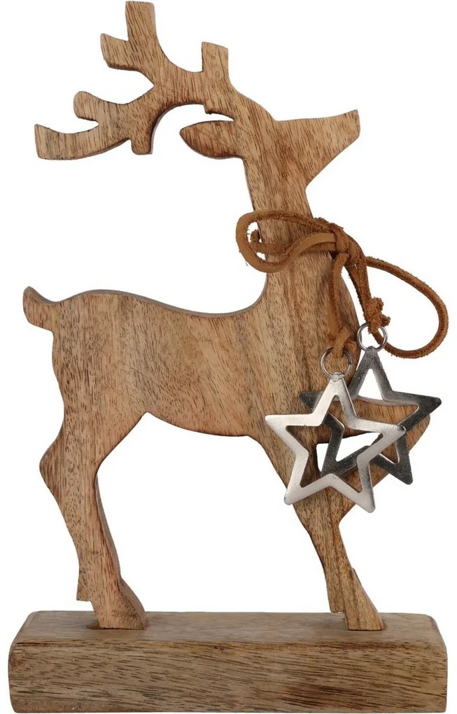 Karácsonyi dekoráció Szarvas csillaggal, mangófa,16x6x26cm