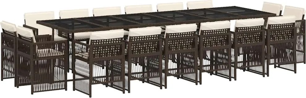 vidaXL 17 részes barna polyrattan kerti étkezőgarnitúra párnákkal