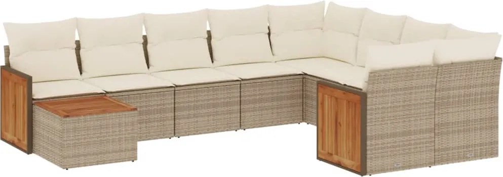 vidaXL 10 részes bézs polyrattan kerti ülőgarnitúra párnával