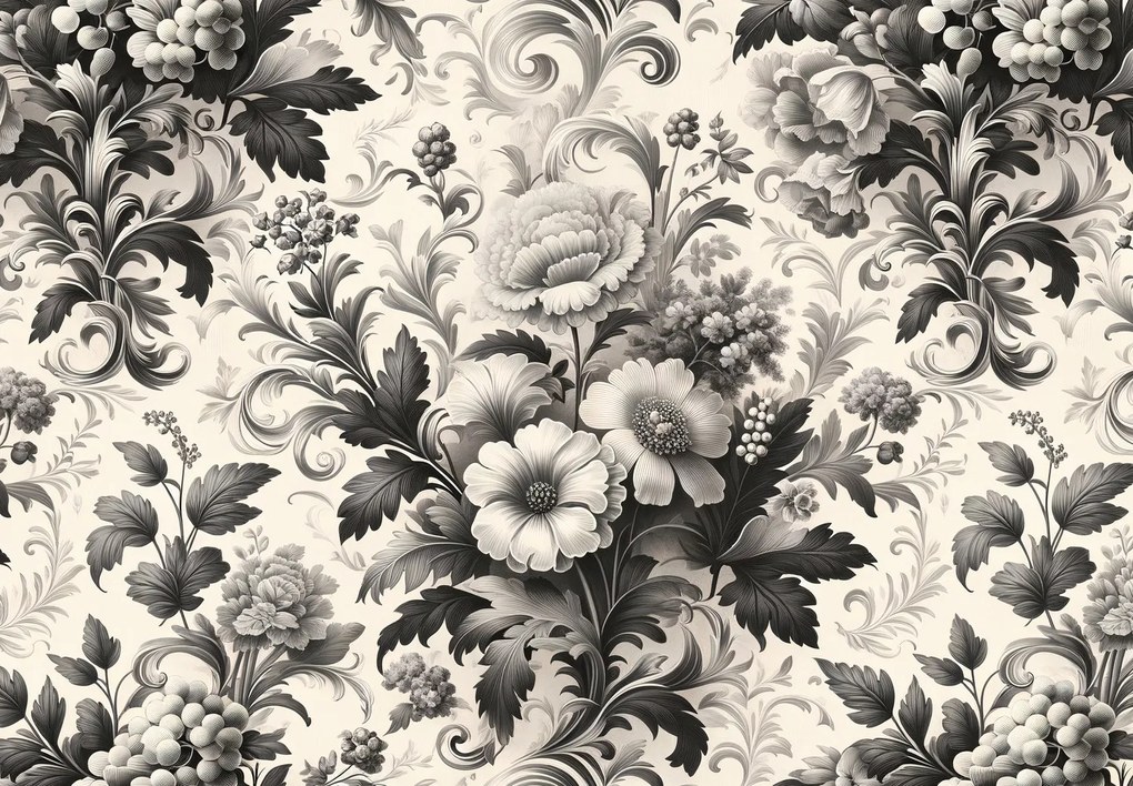 Fotótapéta - Fekete-fehér virágok (147x102 cm)