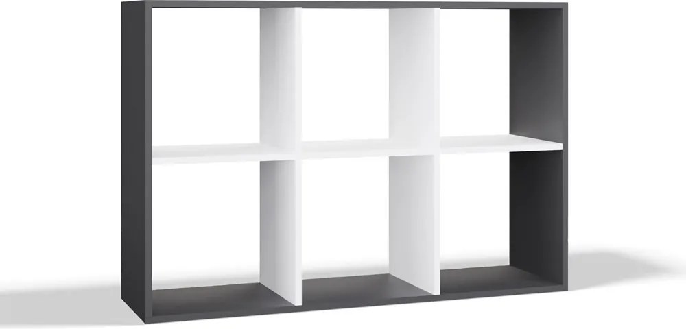 Aldabra Malax 2x3 polc, 110x75x30 cm, antracit-fehér