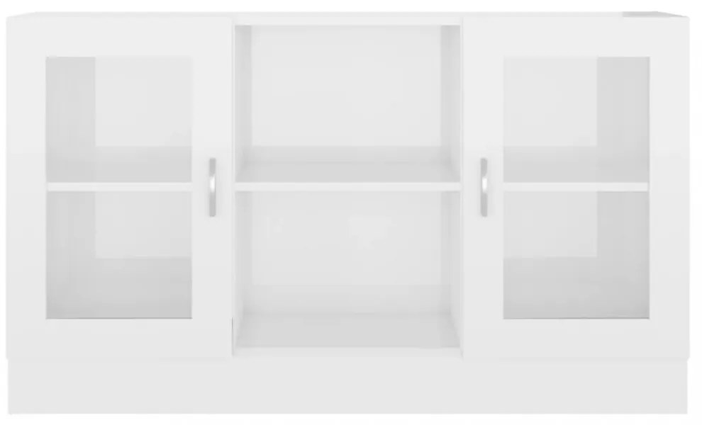 magasfényű fehér szerelt fa vitrinszekrény 120 x 30,5 x 70 cm