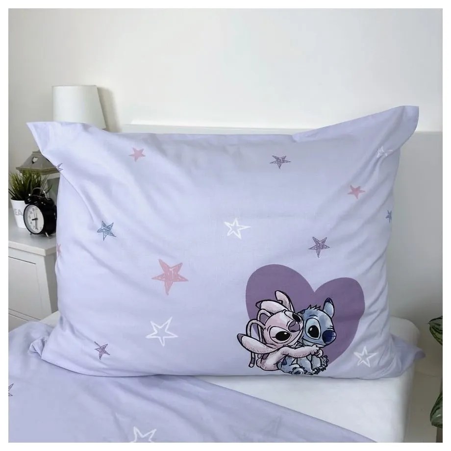 Egyszemélyes pamut gyerek ágyneműhuzat 140x200 cm Lilo and Stitch "Heart" – Jerry Fabrics