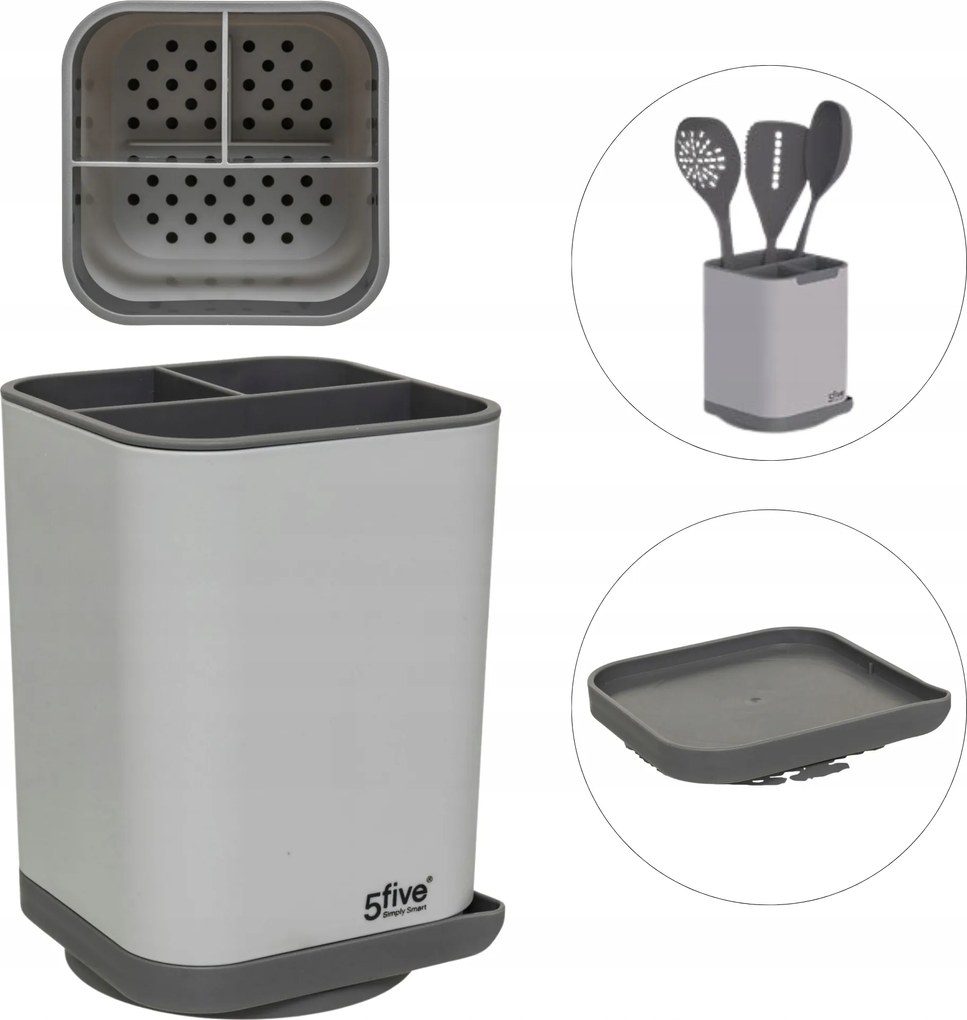 Csepegtető Evőeszköztartó Szürke konyhai eszköztartó 13x18,7 cm