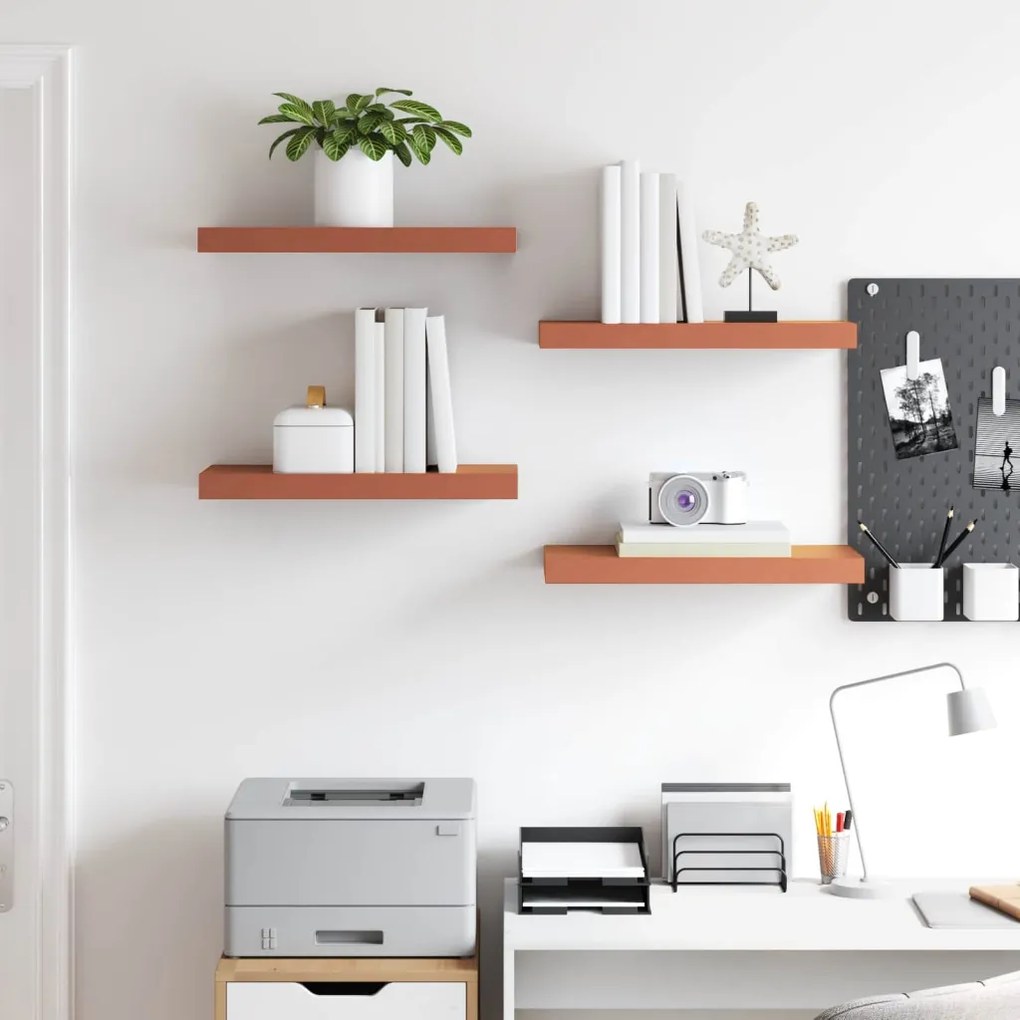 Falpolc Falra szerelhető 4 pcs Piros 50 x 23 x 4 cm Faanyag