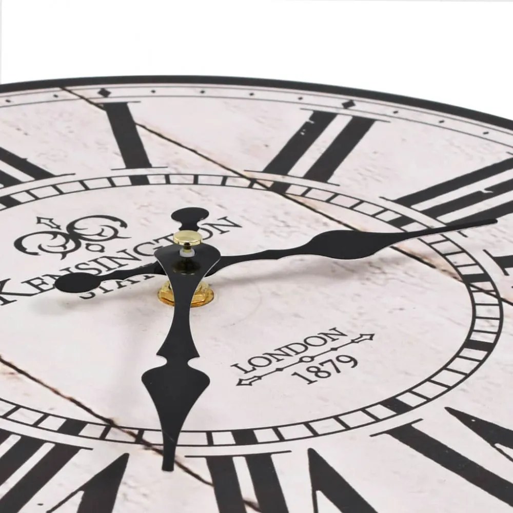 Vintage stílusú konyhai falióra london mintával, 30 cm átmérőjű